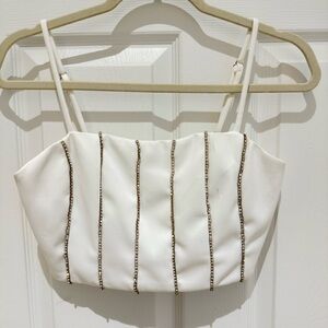 Altar'd State White Beaded Crop Top